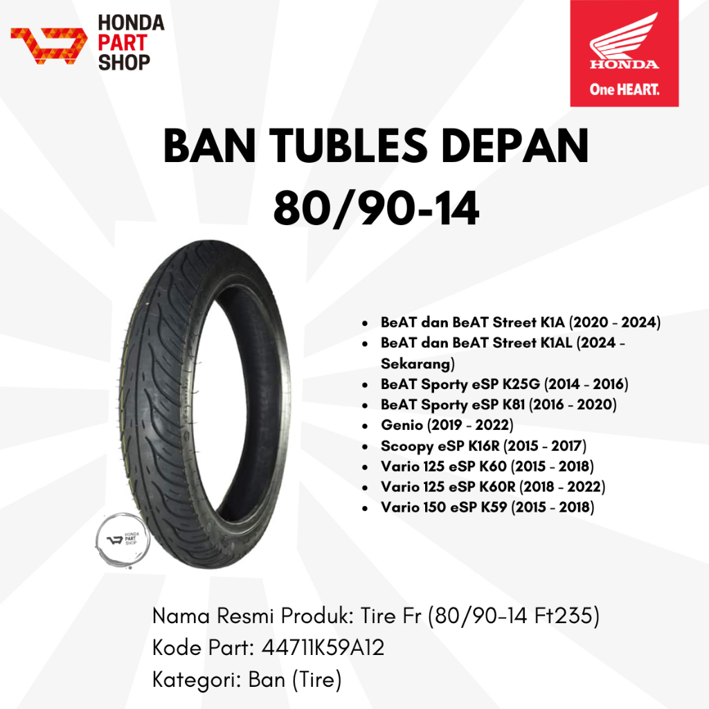 44711K59A12 Ban Tubles Depan 80/90-14