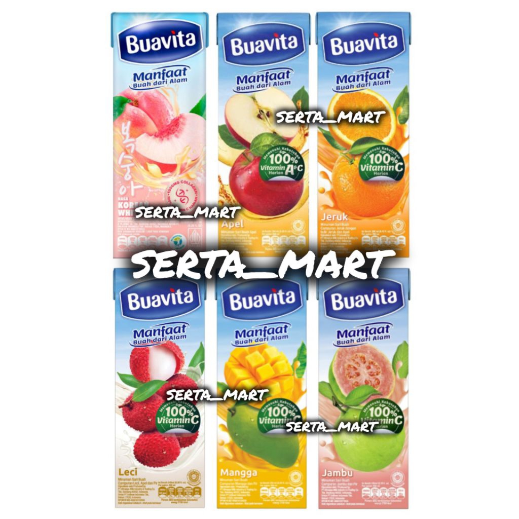 

Buavita 245ml - Buavita Minuman Sari Buah Apel / Mangga / Jambu / Jeruk / Leci