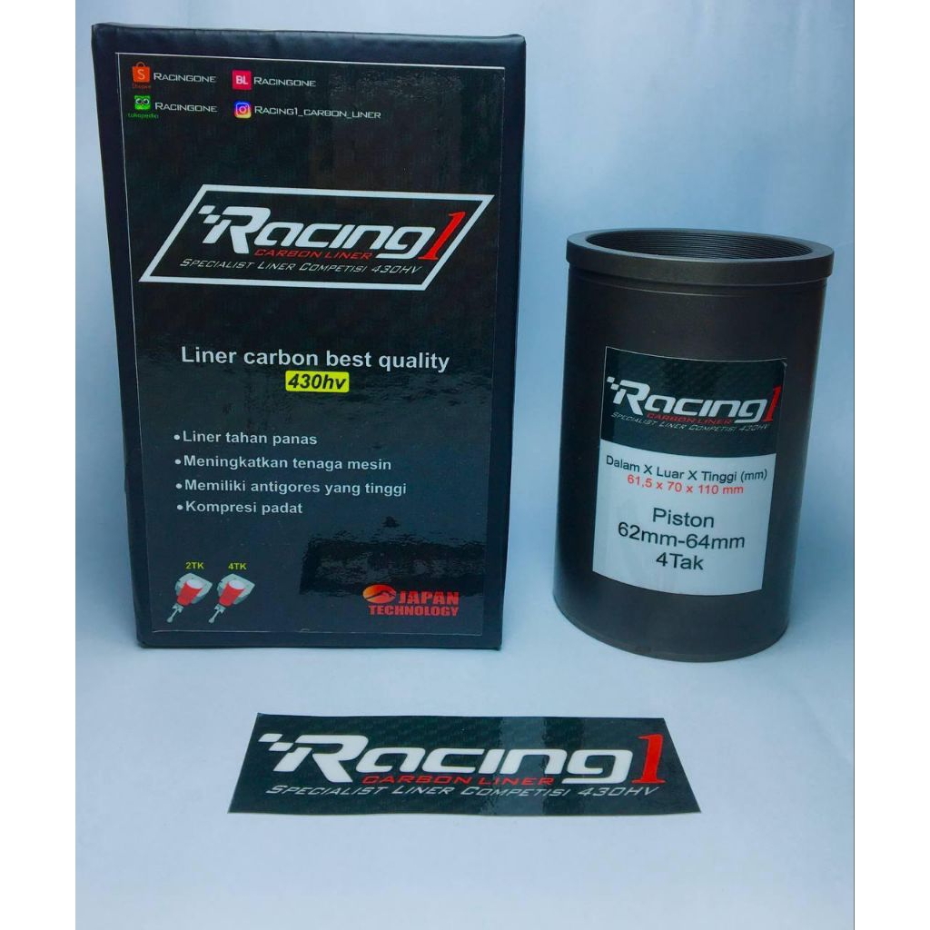 LINER CARBON RACING ONE PISTON 62-64 FULLCARBON 430HV 4tk