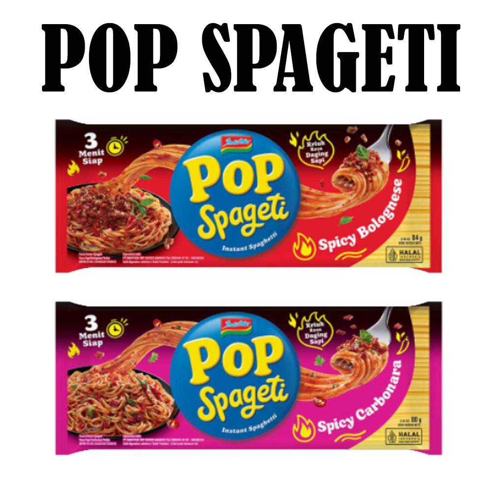 

POP SPAGETI SPAGHETTI INSTAN INDOMIE SPICY BOLOGNESE / CARBONARA