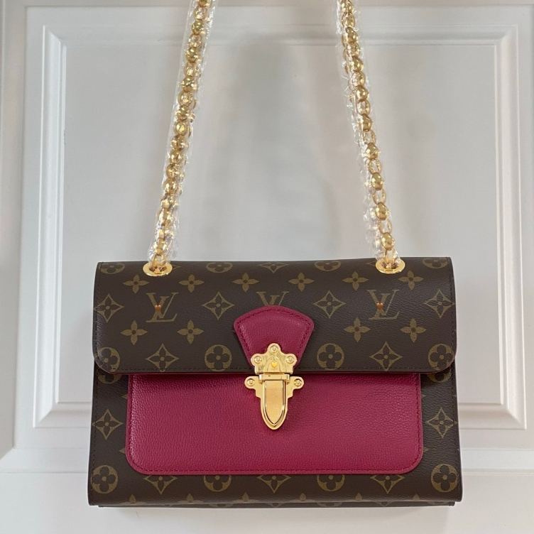 Pre Order Tas Selempang Wanita Elegan Motif Monogram Rantai Desain Klasik Trendi Warna Ungu Merah 27