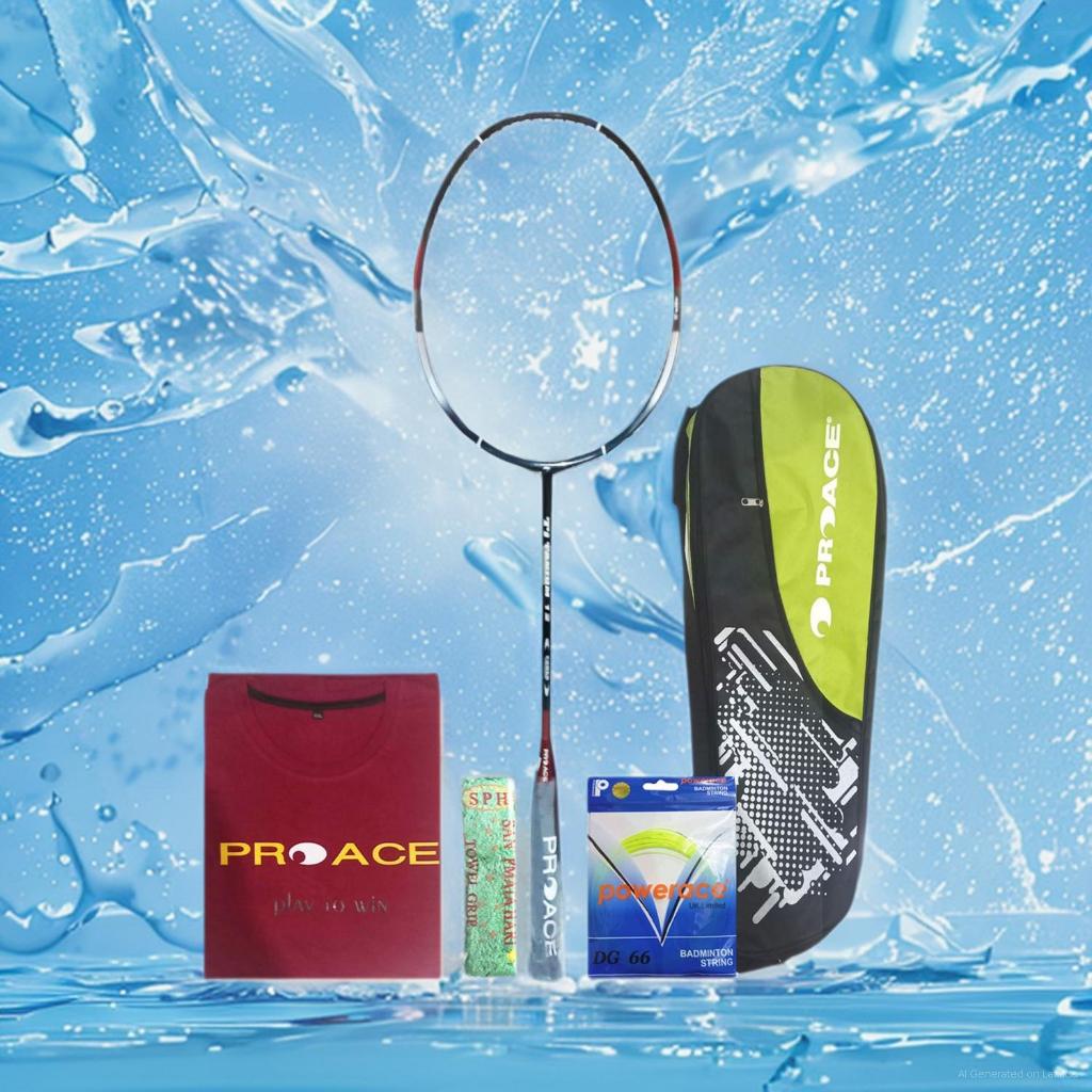 Raket Badminton ProAce Titanium 12 Bonus Komplit Raket Pro ace Titanium 12