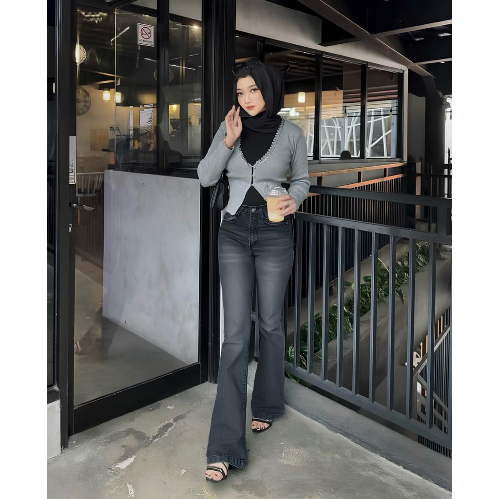 Highwaist Cutbray Jeans Retro Wanita-Celana Jeans Cutbray Wanita Model Retro Korea Terbaru