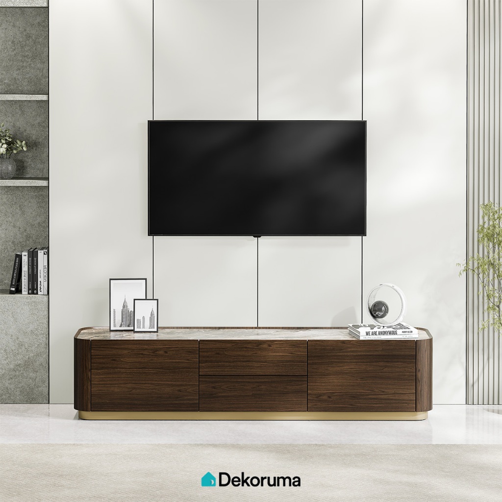 Dekoruma Tenzo OSWALD Meja TV Modern Minimalis / Rak TV MDF / Kabinet Lemari TV Ruang Tamu - Walnut