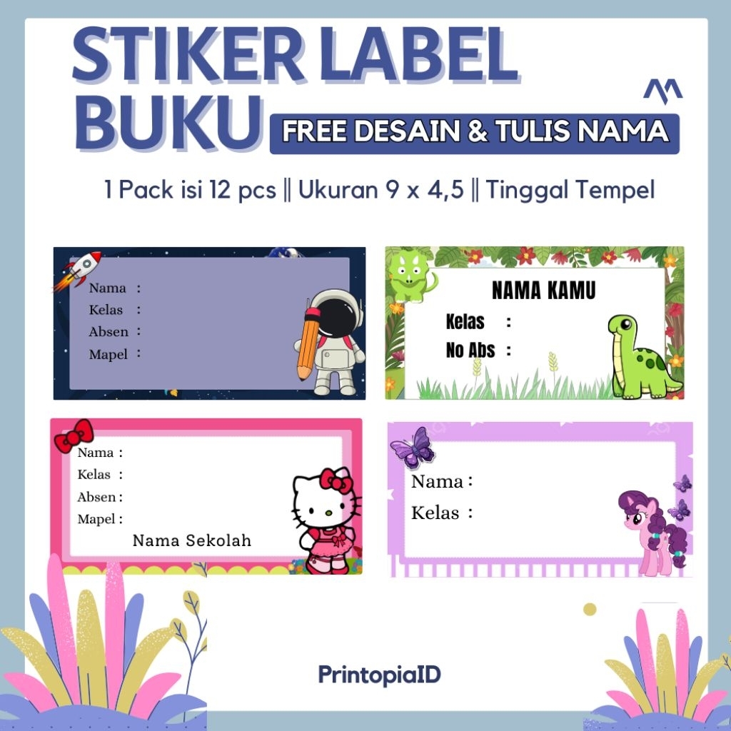 

Stiker Sampul Buku Lucu free design dan tulis nama (1 pack isi 12)