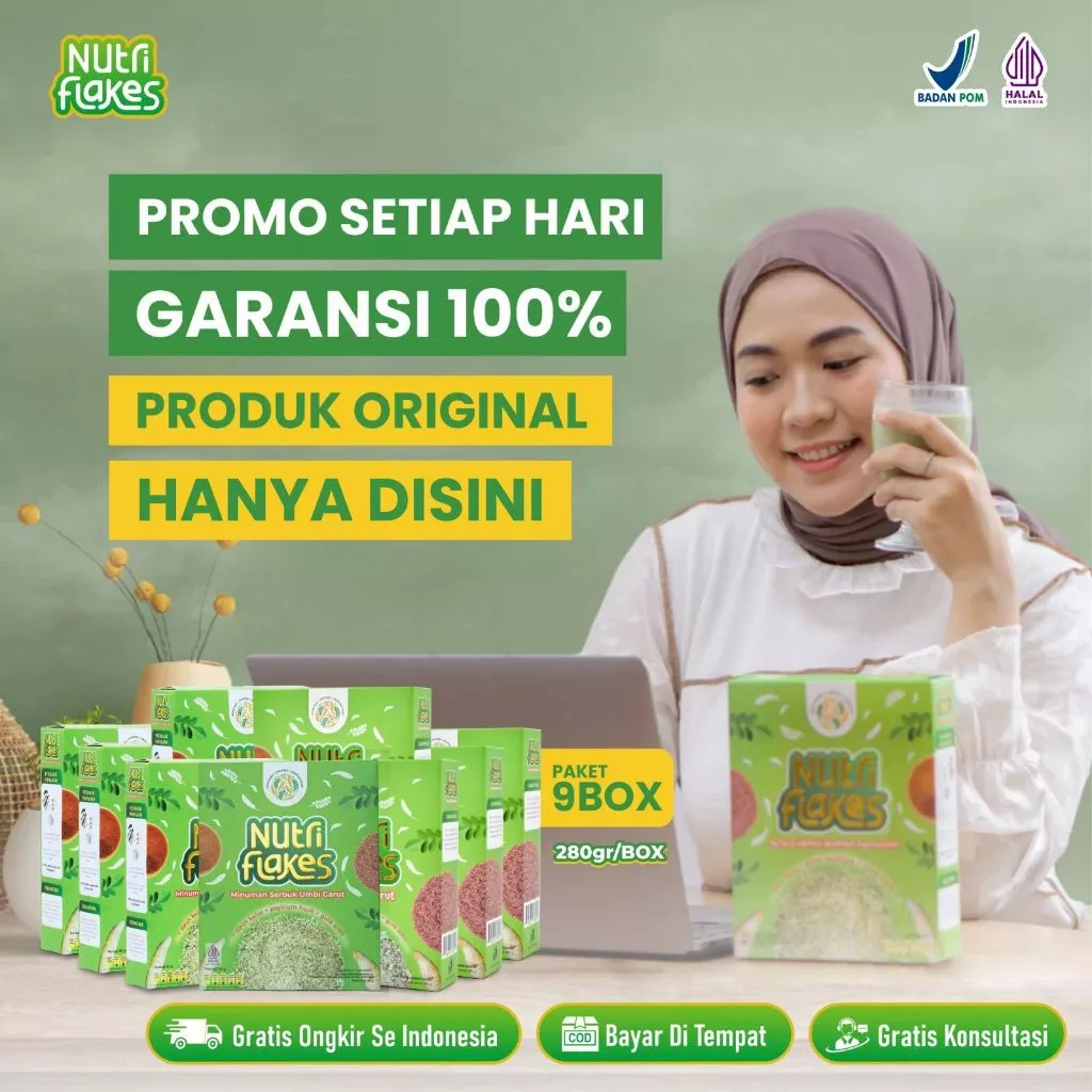 

Nutriflakes 9 Box Sereal Sehat Umbi Garut Efektif Atasi Asam Lambung, Maag, Gerd
