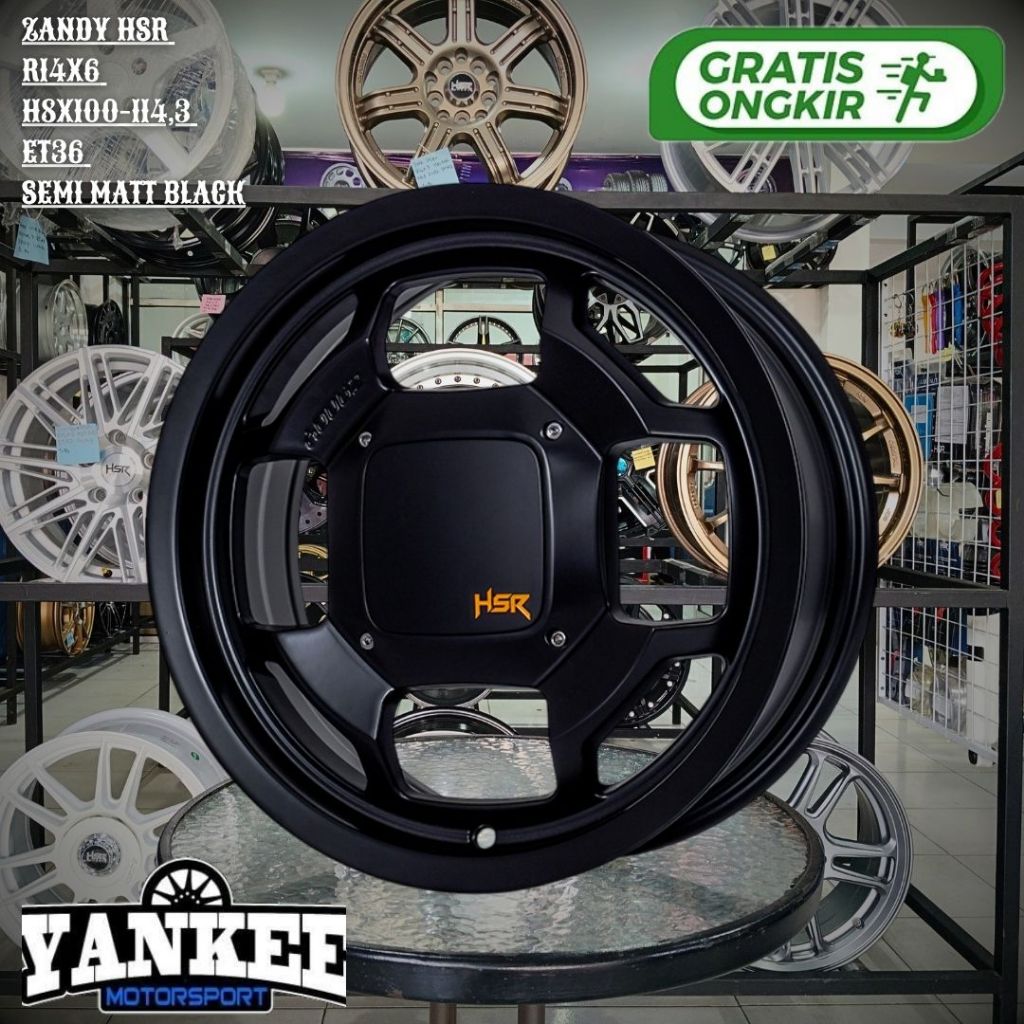 Velg Mobil HSR ZANDY Ring 14 LEBAR 6 Hole 8 Cocok untuk Pelek AVANZA,BRIO,AGYA,AYLA,KARIMUN