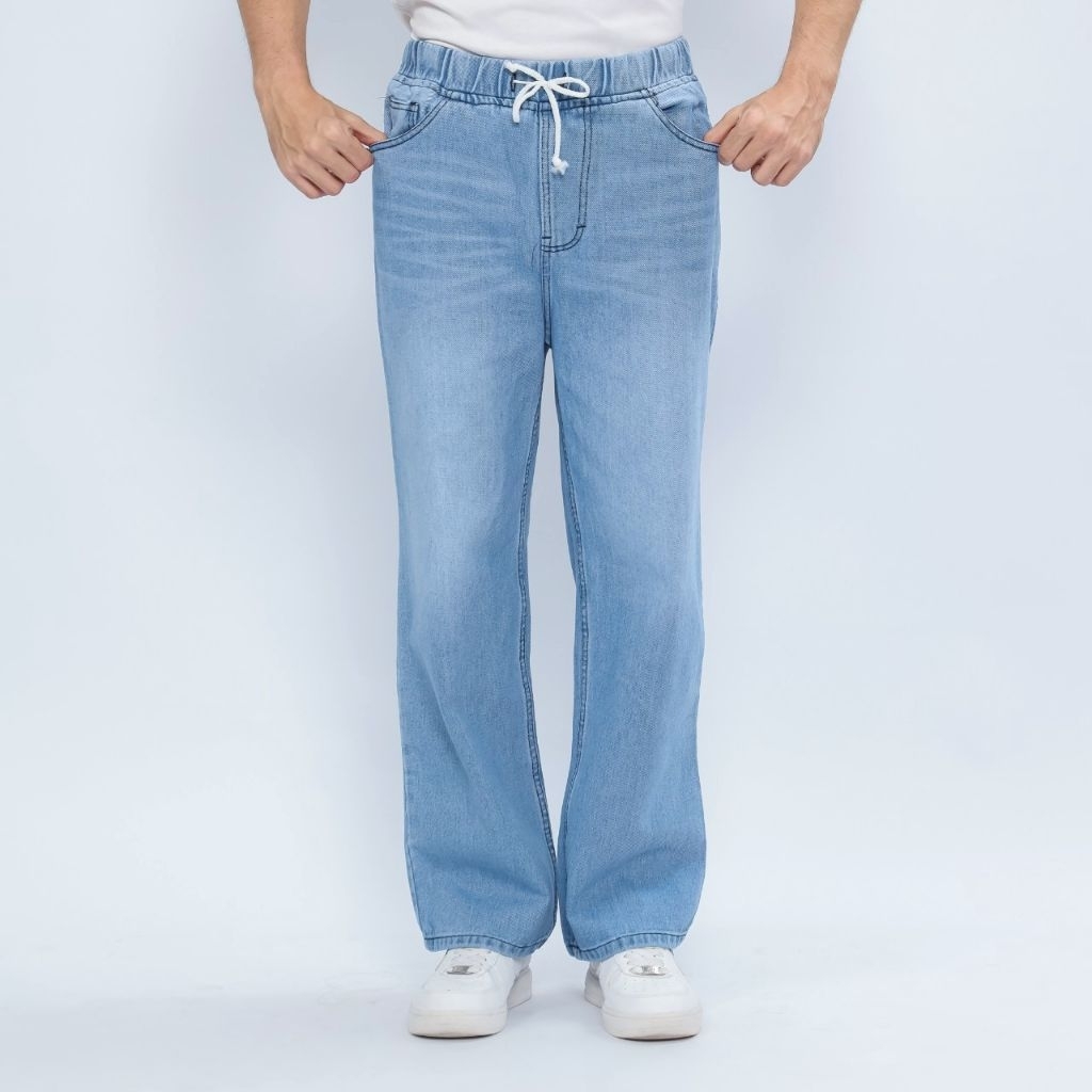 Celana Jeans Pria Celana Jeans Pria Pinggang Karet Celana Panjang Jeans Pria Jumbo