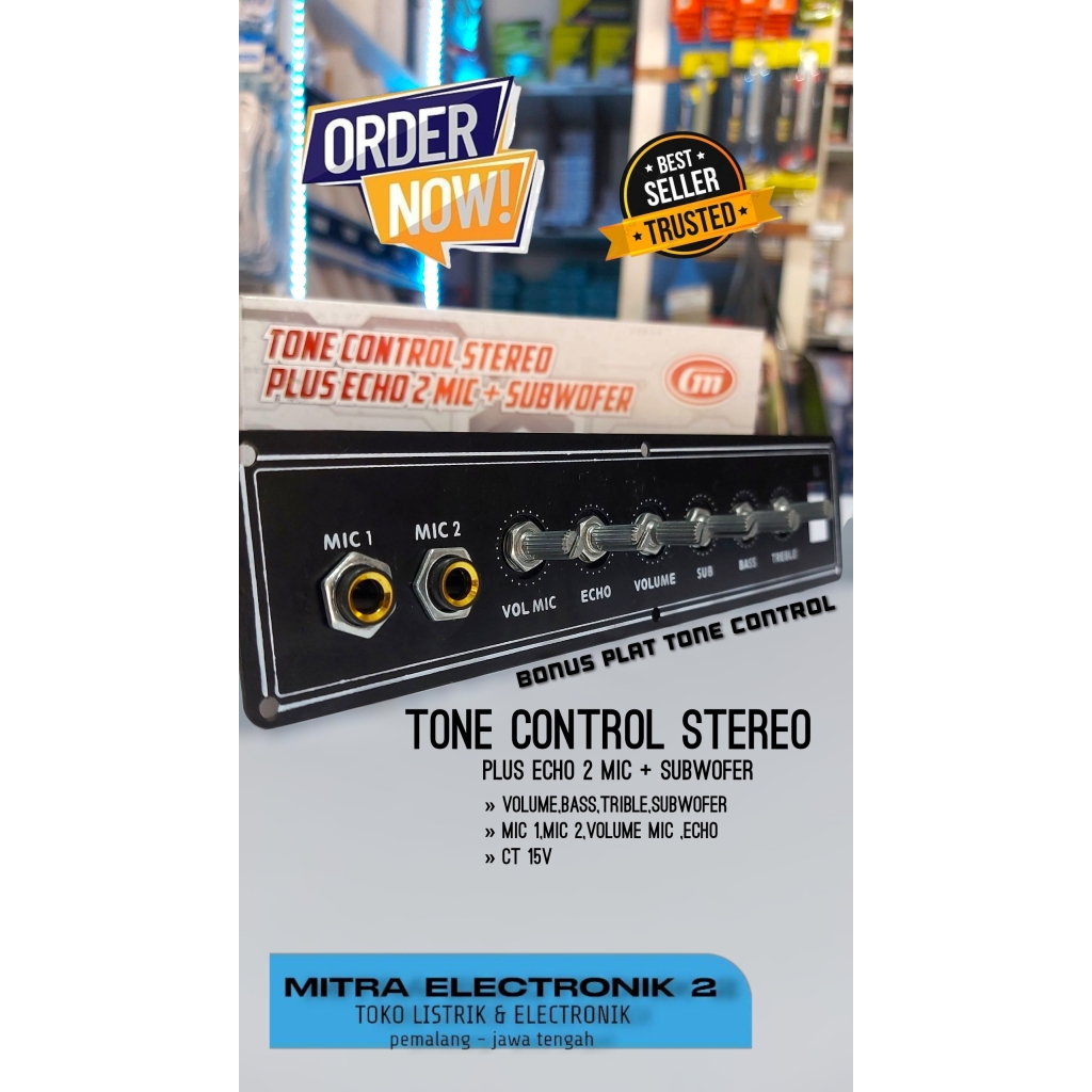 Rakitan Power Amplifier Kit Tone Control Stereo Plus Echo 2 Mic + subwoofer PLus Panel