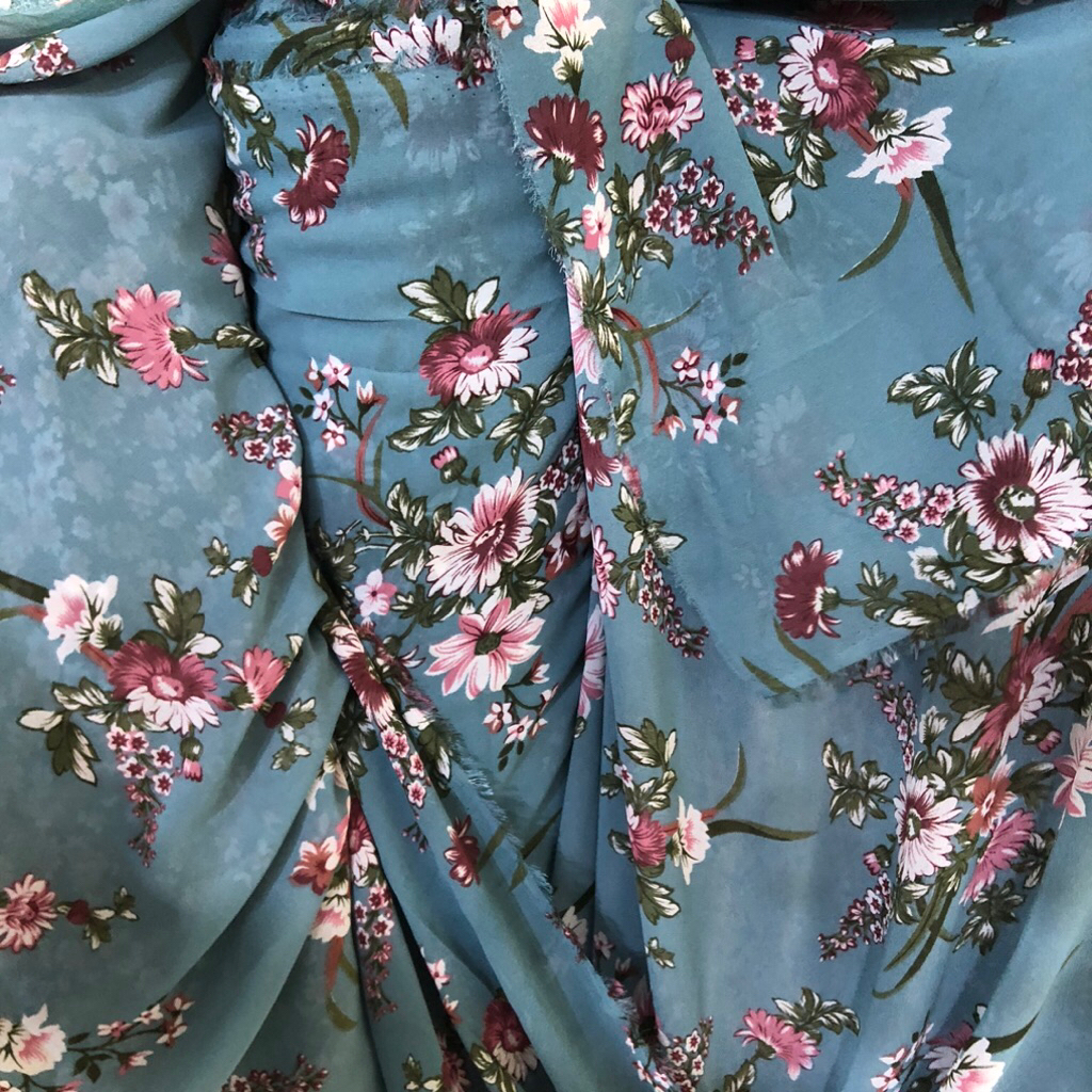 kain sifon ceruti motif bunga - kain sifon ceruti motif premium kkt