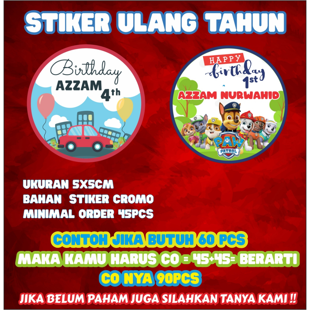 

STIKER ULANG TAHUN CUSTOM-SOUVENIR BENTO - NASI BOX - BIRTHDAY- TANPA PO- INSTAN/SAMEDAY-TERMURAHH