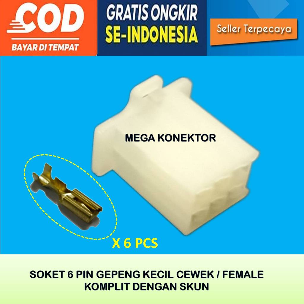 SOKET KABEL MOTOR 6 PIN KECIL FEMALE-SOKET –SOKET KABEL–6 PIN- SOKET- SOKET KABEL 6 PIN NYLON