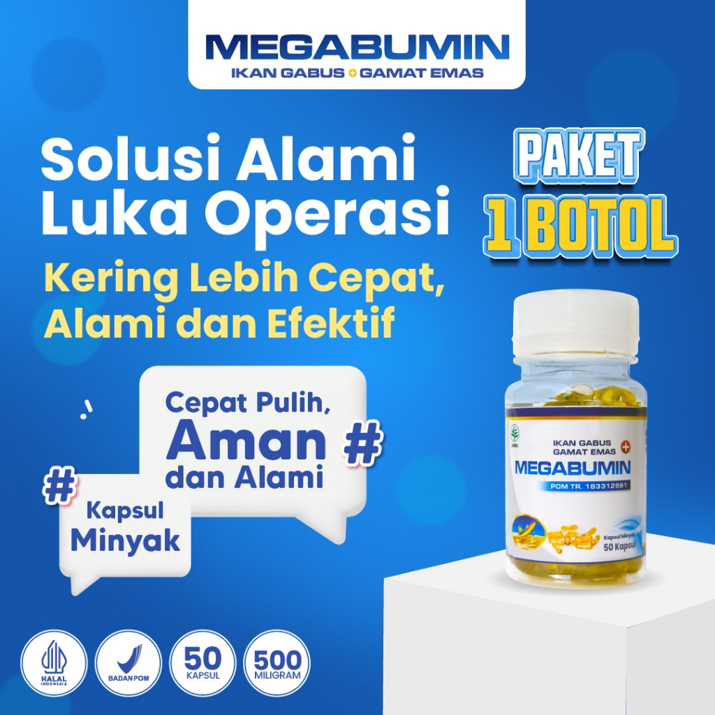 Megabumin - Kapsul Ekstrak Minyak Ikan Gabus Sari Kutuk Bantu Atasi Luka Pasca Operasi, Luka Jahitan