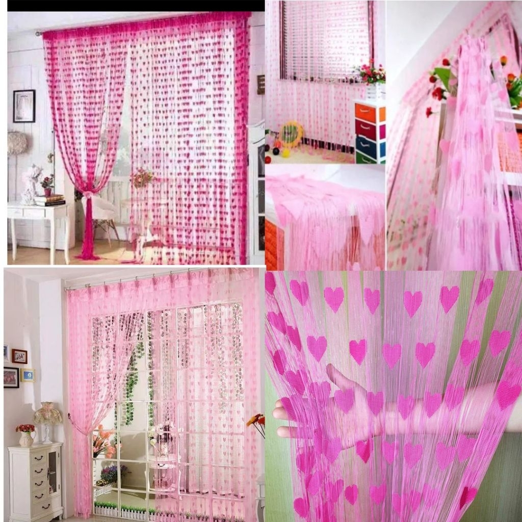 GORDEN PINTU TIRAI BENANG LOVE PINK