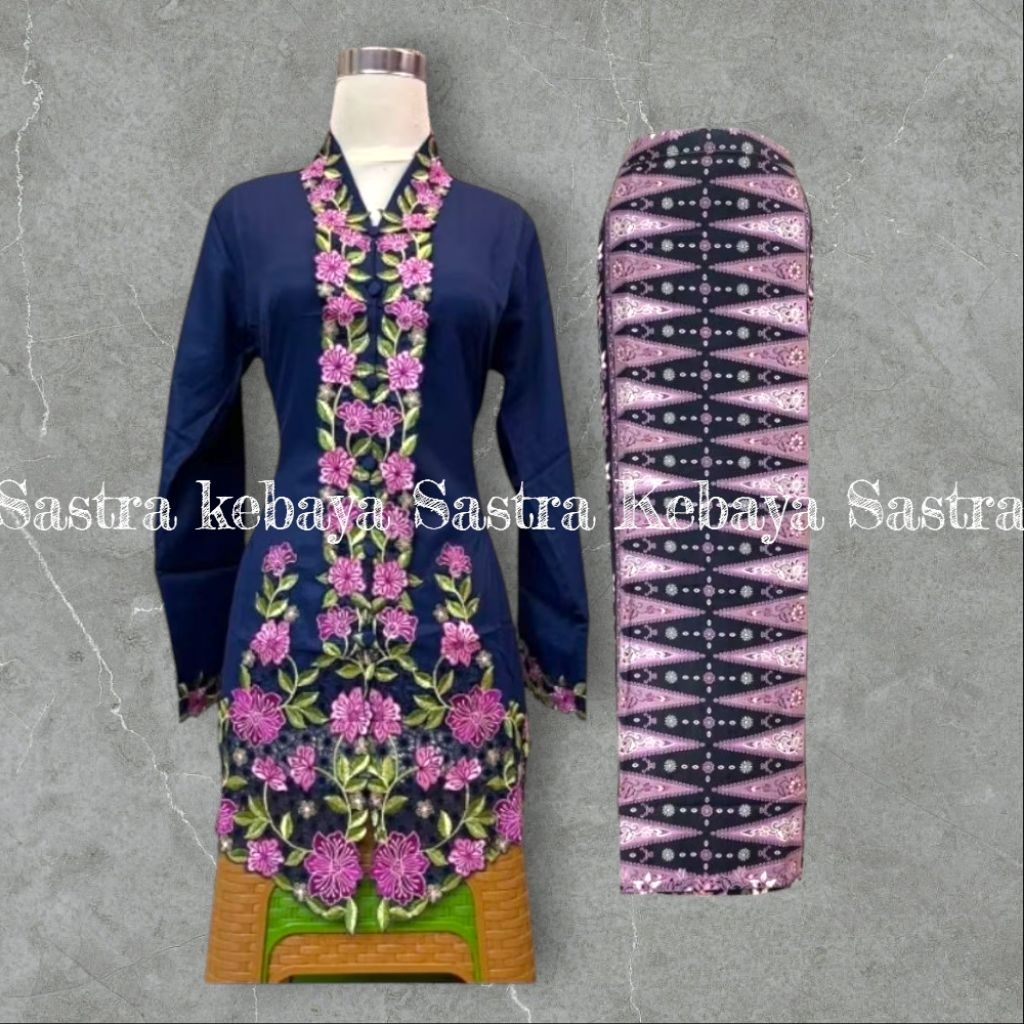 Setelan Kebaya Encim Rok Tumpal Betawi // Kebaya Encim Bahan Toyobo Bordir Motif Bunga // Kebaya Enc
