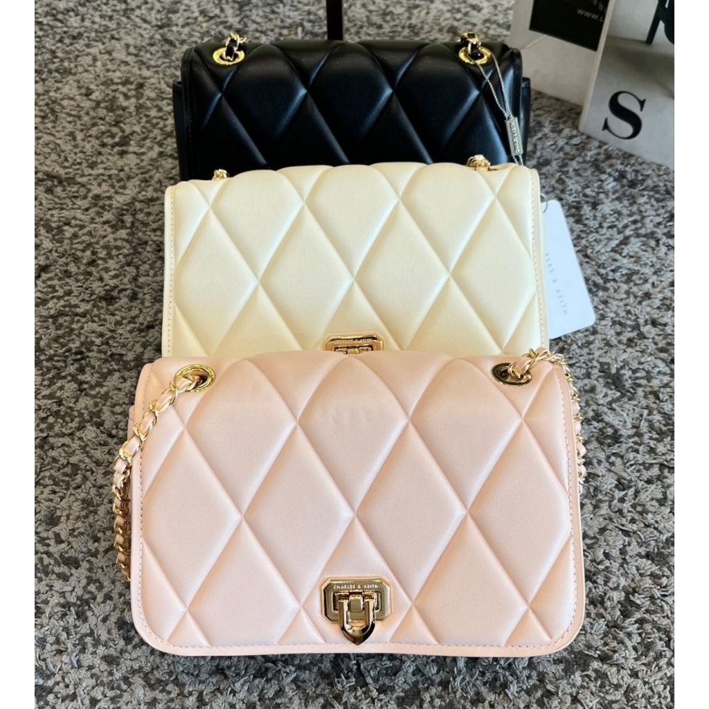 Slingbag cnk tali rantai/cross body bag wanita tali rantai mix leather/tas wanita cnk motif kotak/ta