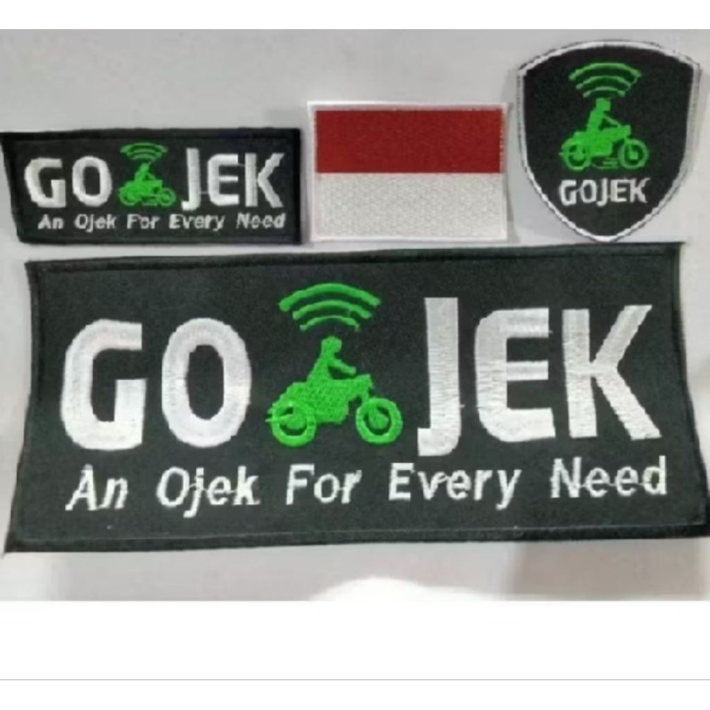 Logo Emblem Gojek An Ojek 1 Paket 4pc Lengkap bordir komputer