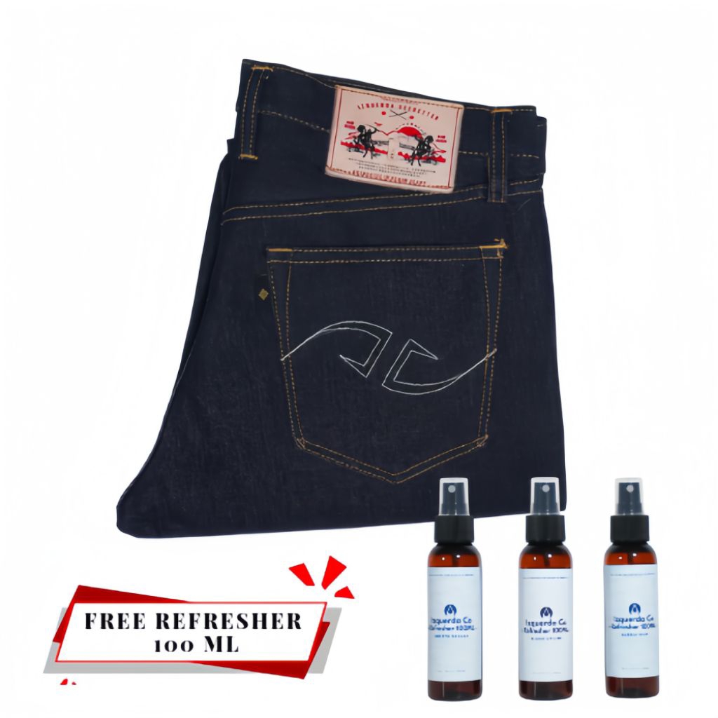 Izquerda Co - Vhagar Vortex Series Denim Pria 16Oz Extra Black Deep Indigo Slim Straight