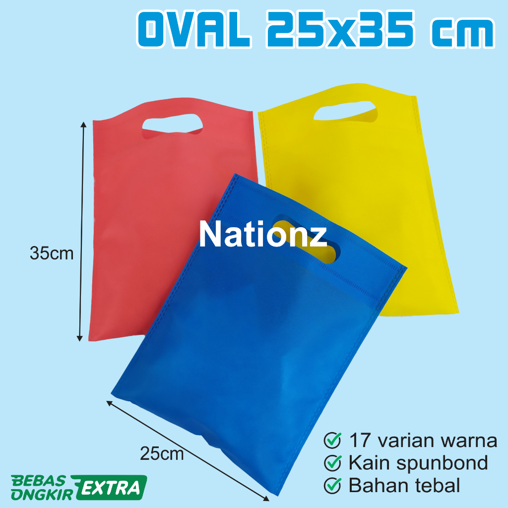 

OVAL 25x35 cm Goodie Bag Tas Kain Spunbond