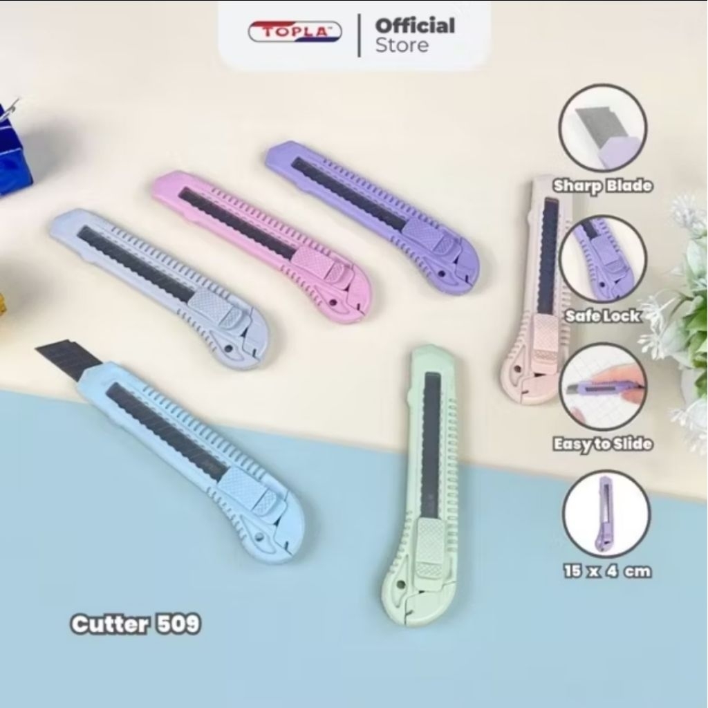 

Cutter/ Pisau Cutter Besar Topla CUT-509 Warna Pastel Eceran