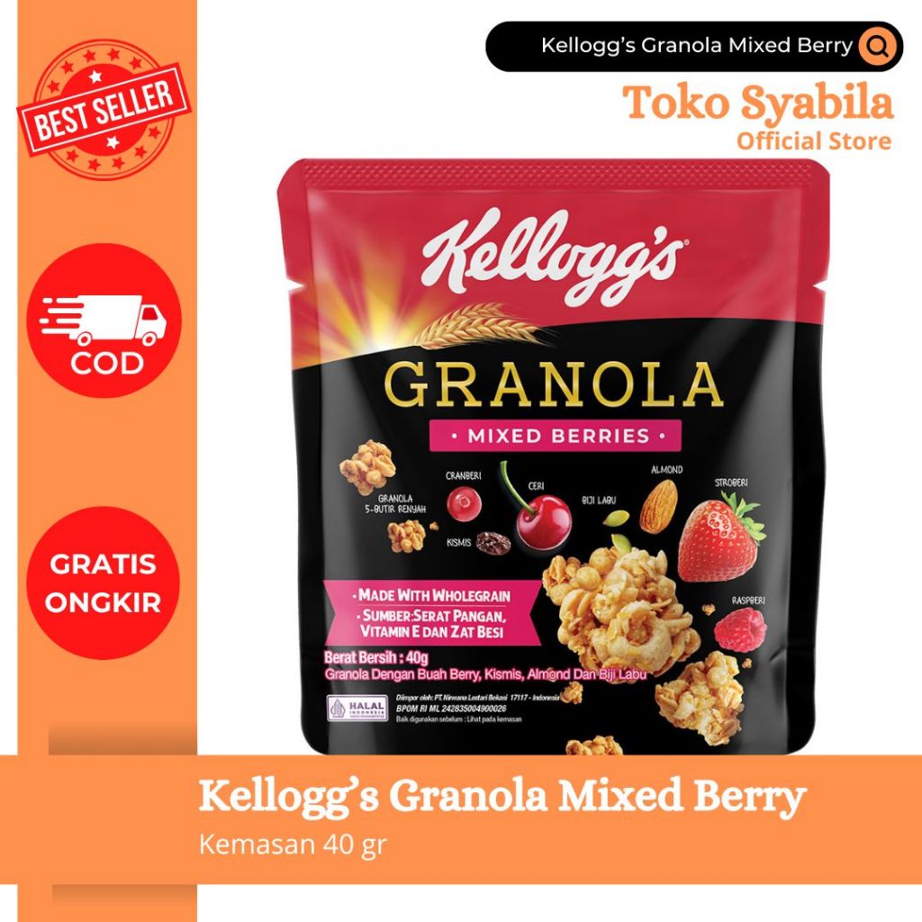 

TERMURAH !!! 40 Gr Kellogg's Granola Mixed Berry | Rasa Enak & TERMURAH !!!