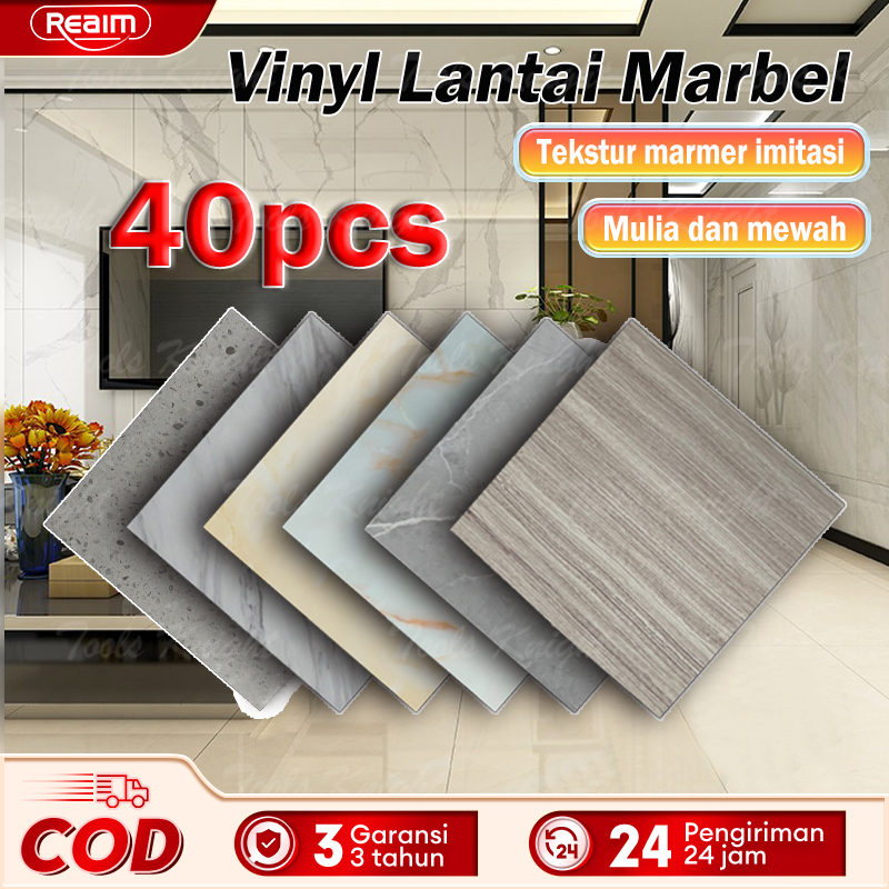 Reaim Vinyl Lantai Marbel Uk 60 X 60 Cm/30 X 30 Cm/Vinyl Sticker Lantai Marmer Granit Llpaper Lantai