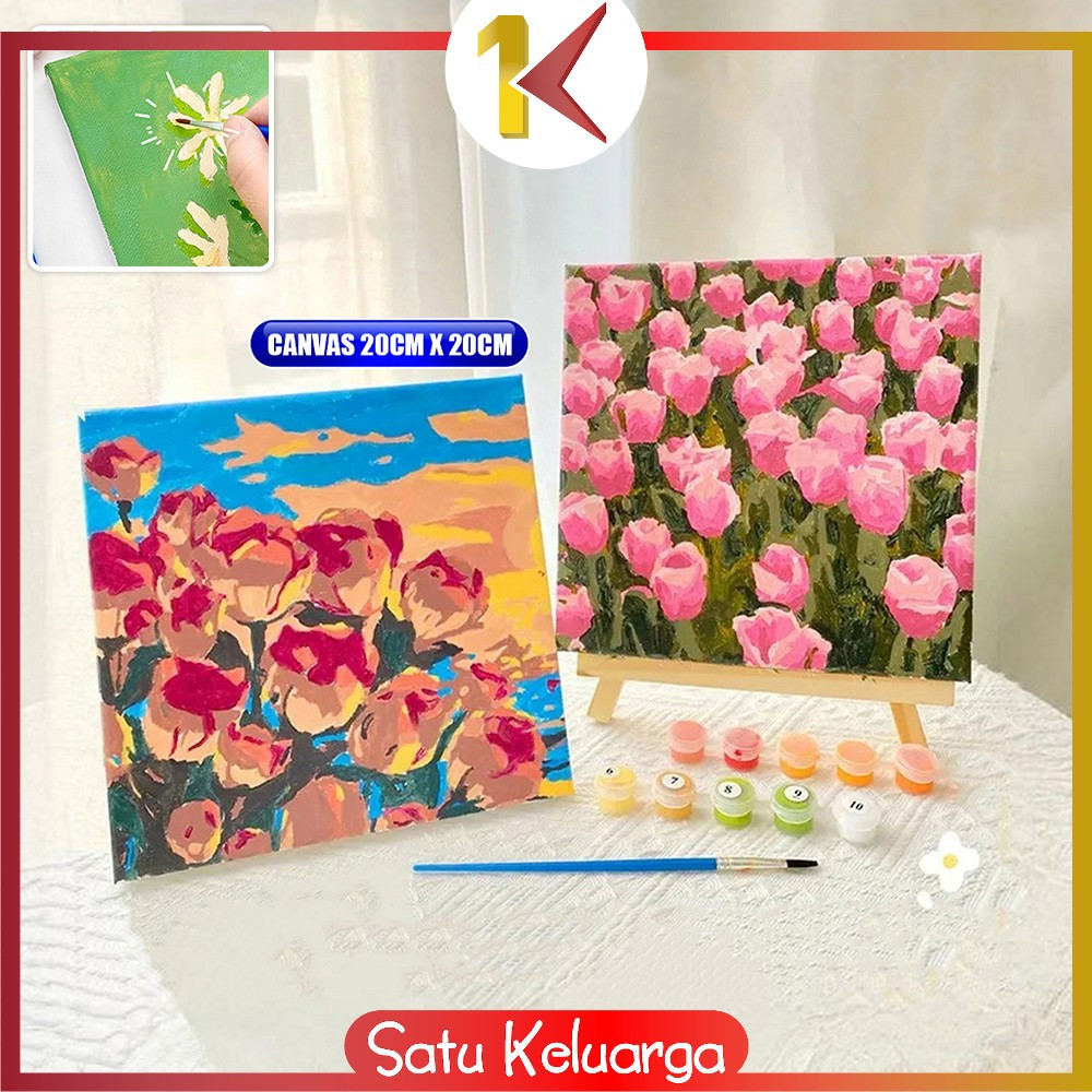 

EC SK-A110 Paint By Number Kit 20x20cm Kanvas Siap Lukis / DIY Canvas Acrylic Aesthetic / Diy Digital Painting Canvas Lukisan Bunga Pemandangan Wall Decoration