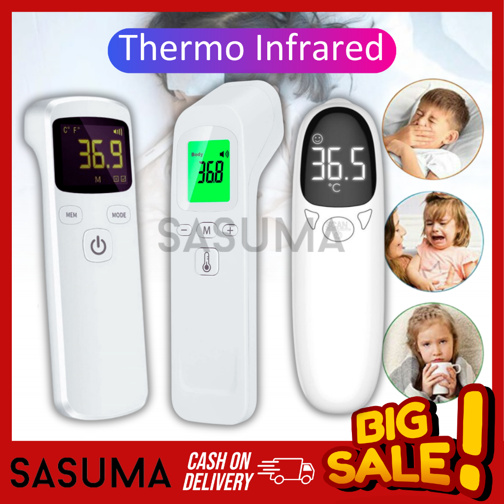 SASUMA Termometer GP 100JK007BATERY Suhu Tubuh Thermometer Digital Elfos Infrared Non Contact GP 100