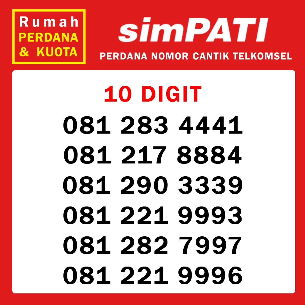 Perdana nomor cantik Telkomsel Simpati 10 DIGIT
