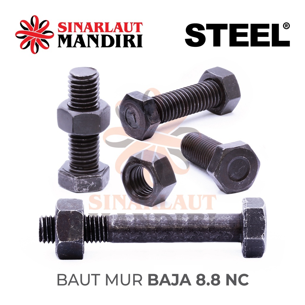 Baut Mur Baja 8.8 NC / BM Baja 8.8 NC 3/4 x 5