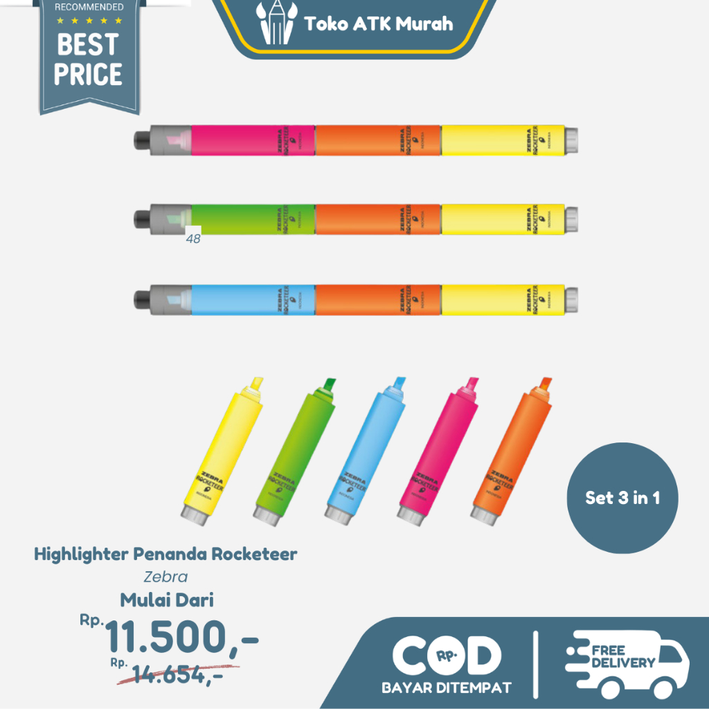 

HIGHLIGHTER TERLARIS ZEBRA ROCKETEER/ HIGHLIGHTER / TERMURAH