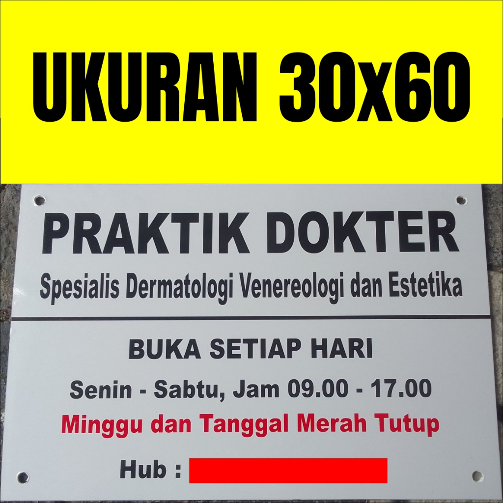 

Papan Nama Acrylic 30x60 Papan Nama Dokter Plang Bidan Praktek Sekolah Sign Label 30*60 Akrilik