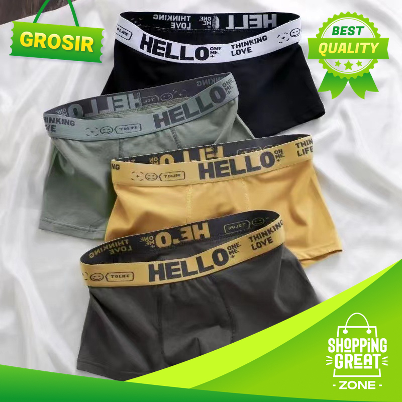 GROSIR P-CD006 Boxer Celana Dalam Pria Dewasa Fashion Men Hello On Me Cook High Quality  Jumbo Bahan