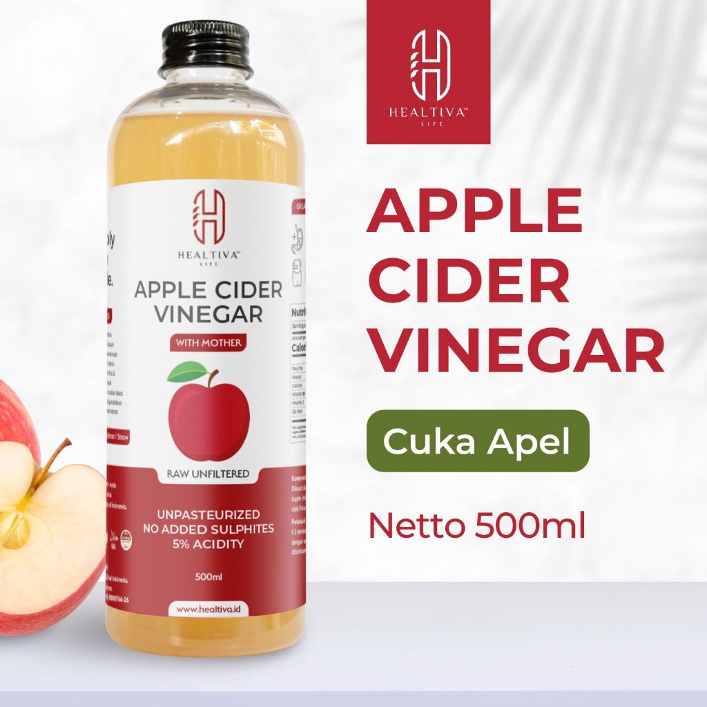 

HEALTIVA Cuka Apel 500 ML GROSIR / Cuka Apel Organik Apple Cider Vinegar With The Mother Murni 100%