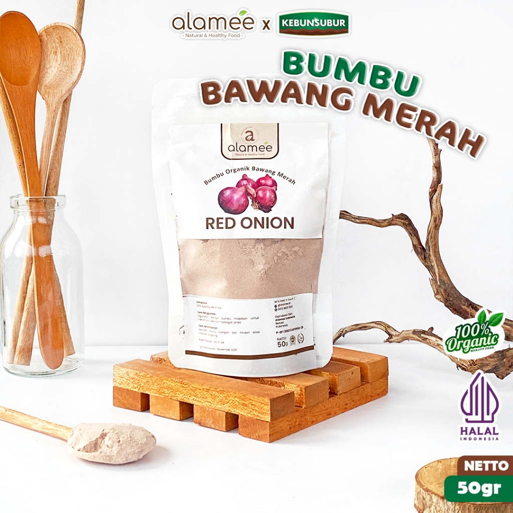 

ALAMEE Bubuk Bawang Merah Red Onion Powder Bumbu Dapur Organik Masak Seasoning 50 Gram Kebunsubur