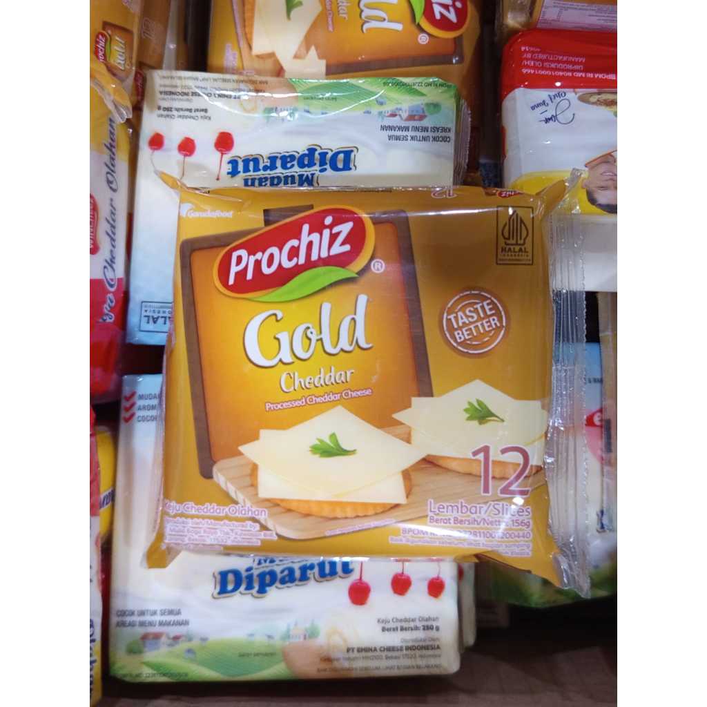 

keju prochiz gold cheddar isi 12 slice 156 gr exp 11.juni 2026