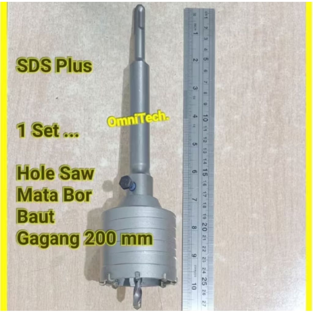 Hole Saw Beton Tembok Set Hollow Drill SDS Core Bits TCT 40 50 mm Lengkap Gagang Adaptor