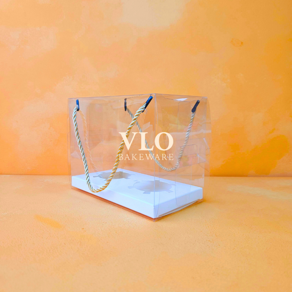 

Kotak kue cupcake muffin mika tali handle | box mika transparant cupcake