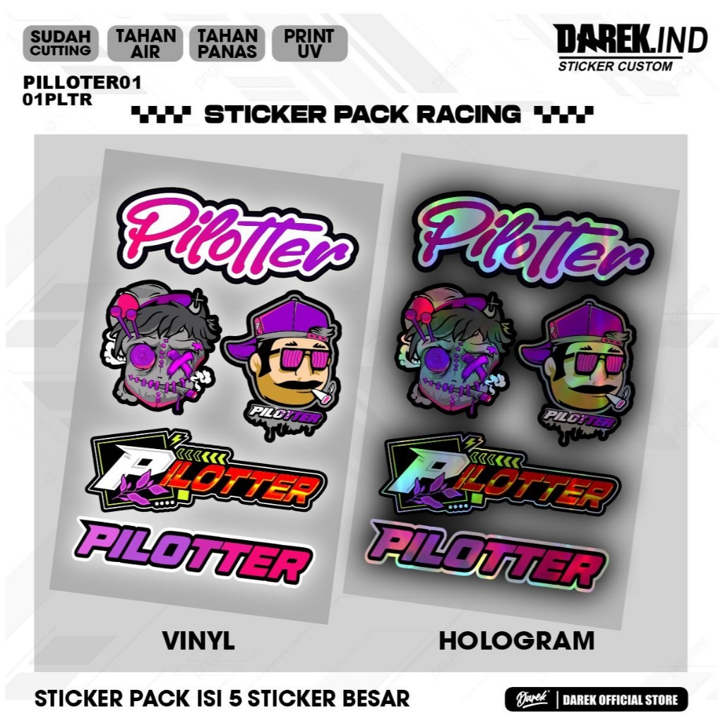 

Sticker Pack Racing Pilotter Print Cutting stiker uv tahan air