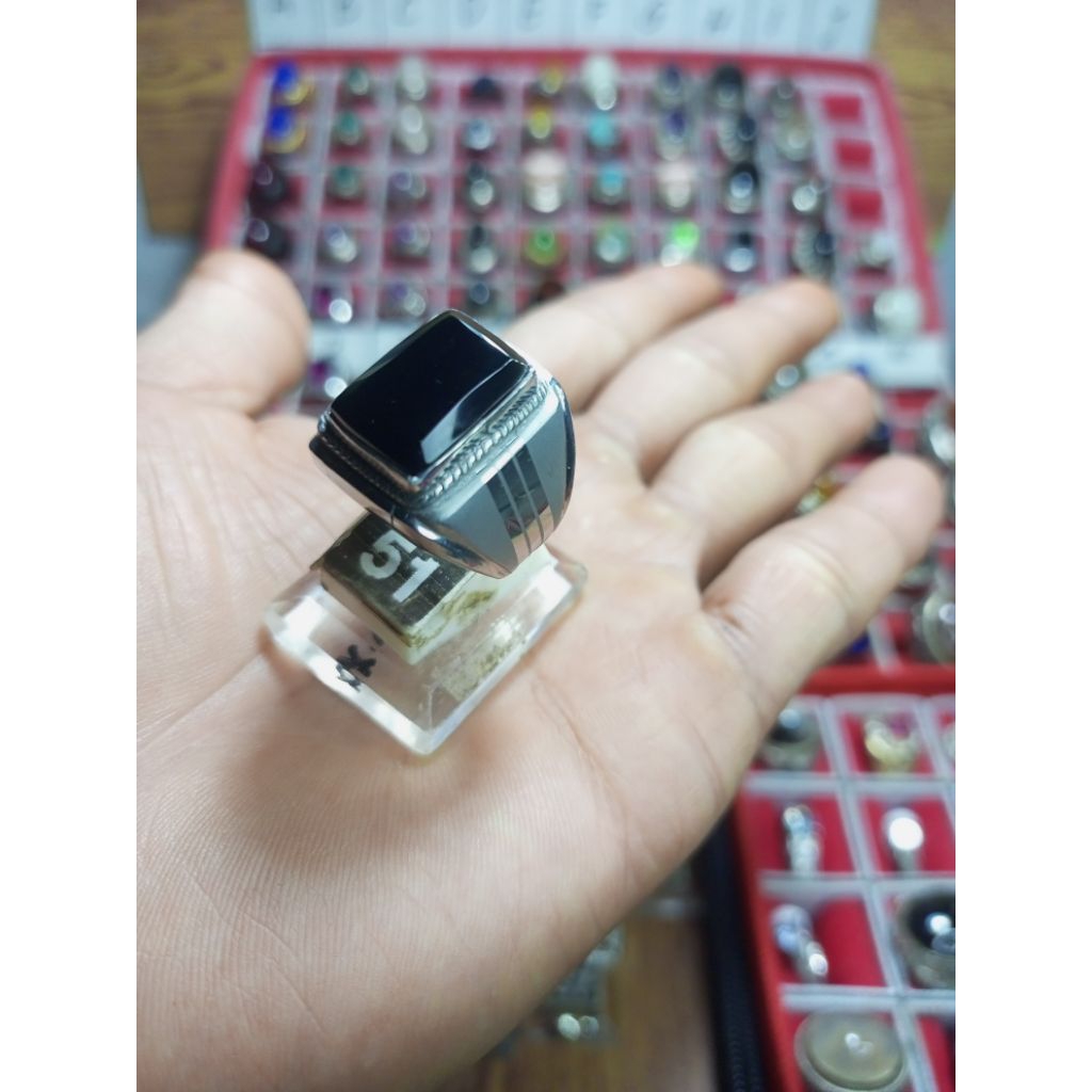 cingcin akik yaman wulung ring monel