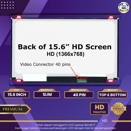 15.6 40pin Slim LED LCD Laptop Dell XPS 15Z L511Z P12F P12F001 - Garansi