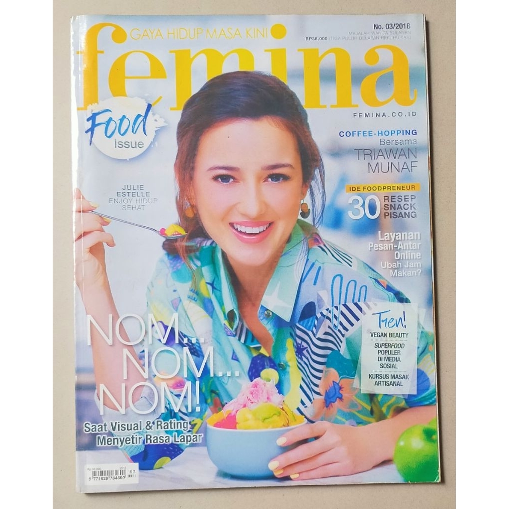 Majalah Femina no.03 / 2018 : Cover Julie Estelle - Food Issue