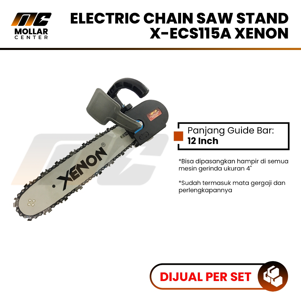 Mini Electric Chain Saw - Adapter Chainsaw Gergaji Kayu mesin Gerinda 100mm - XENON ECS115A