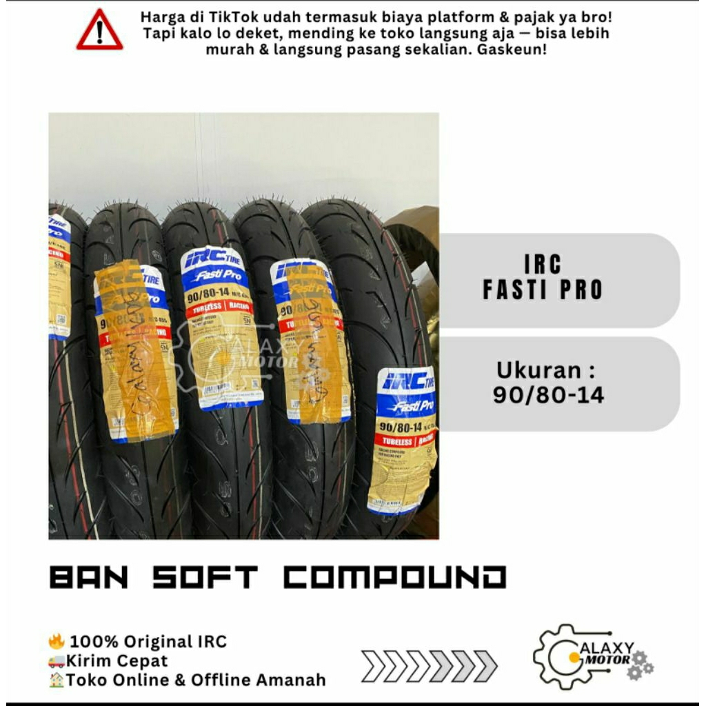 BAN IRC RING 14 TUBELESS TERLENGKAP FASTI PRO FASTI 2