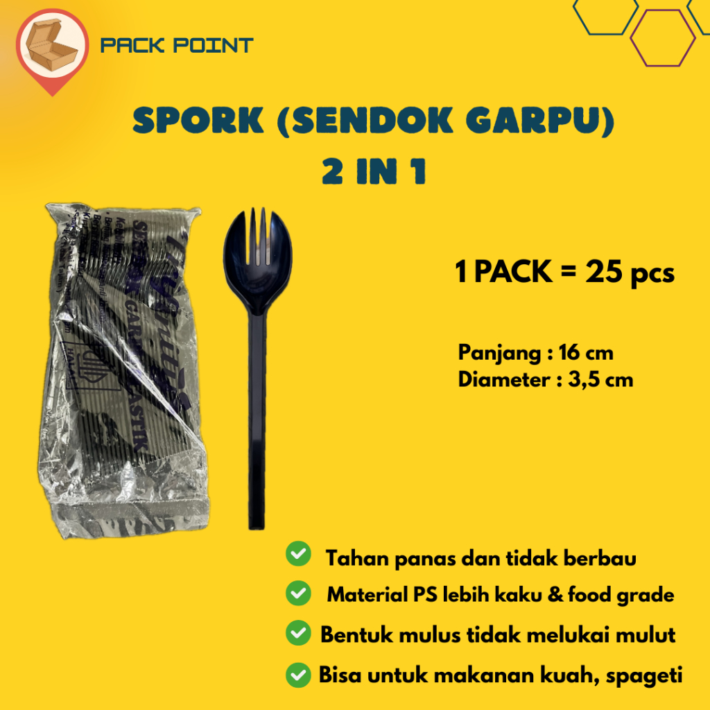 (ISI 25 PCS) Spork (Sendok+Garpu)/Spork plastik