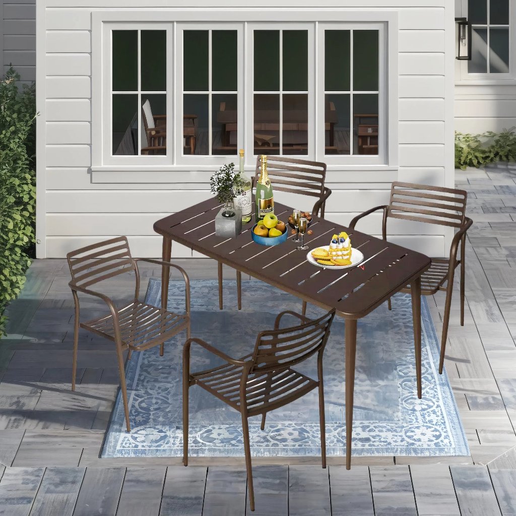 [Set 1 Meja +4 Kursi] Full besi/Garden Table/Furnitur Taman/ outdoor/Kursi/ set