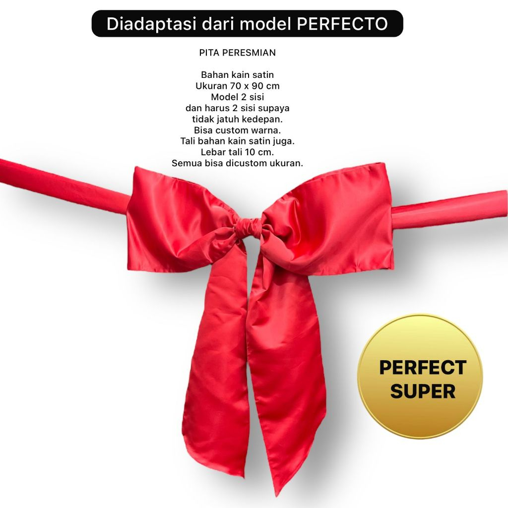 

Pita peresmian gunting pita opening pita satin Tille merah set gunting pita grand opening set lengkap gunting peresmian pom pom siap pakai