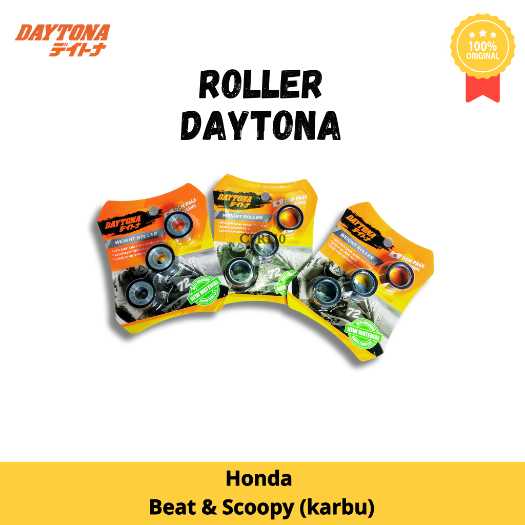 ROLLER RACING CVT DAYTONA OD 16X13 HONDA BEAT KARBU SCOOPY KARBU, ISI 1 SET/3 PCS