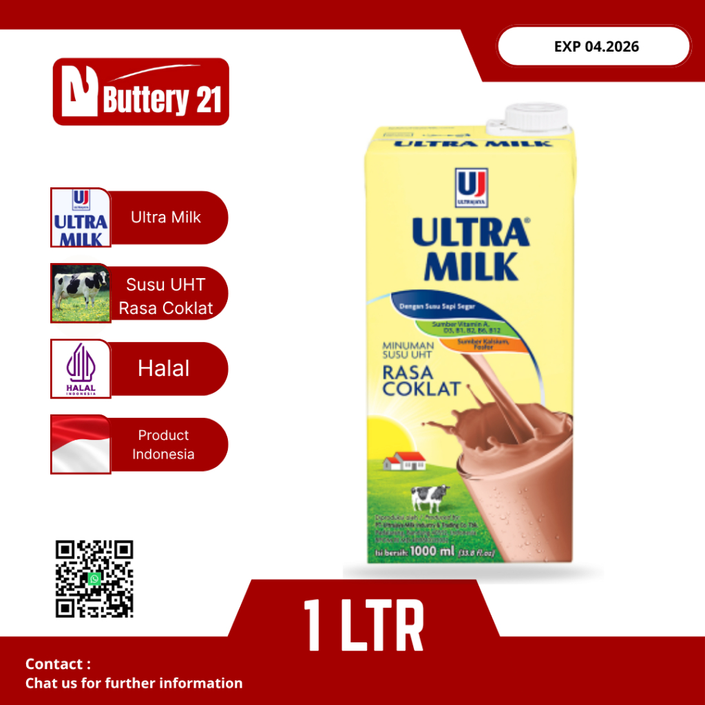 

ULTRA MILK SUSU UHT COKELAT 1 LTR/SUSU ULTRA MILK/SUSU UHT COKLAT 1000 ML/ULTRA MILK CHOCOLATE 1 LTR