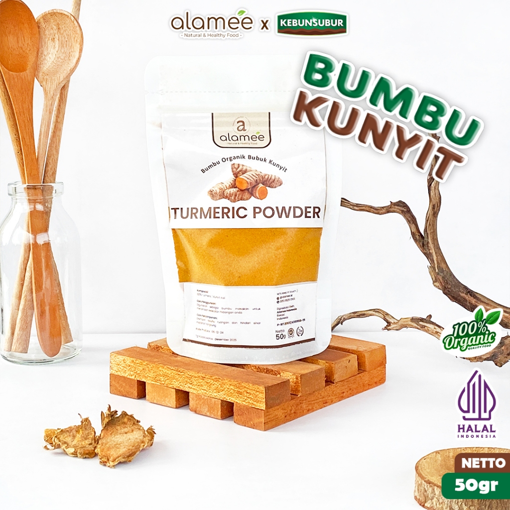 

ALAMEE Turmeric Powder Kunyit Bubuk Ground Bumbu Dapur Instan Organik Murni Asli Seasoning 50 Gram Kebunsubur